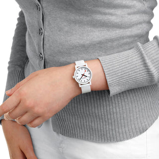 essence, White, 32 mm, MS1.32110.RA	, Mood image with wrist watch worn