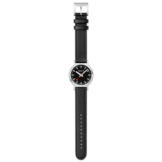 Stop2Go, Vegan Grape Leather, Front view of the watch with the original strap .