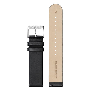 Black genuine leather Strap, 20 mm