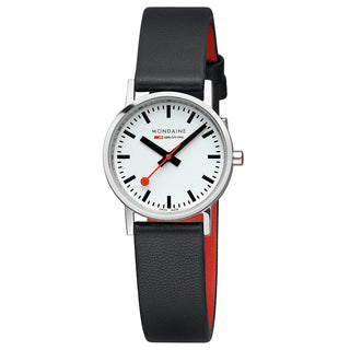 Classic, 30mm, stainless steel polished Case Material and black vegan grape leather strap, A658.30323.11SBBV, Front view