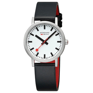 Classic, 36mm, stainless steel brushed Case Material and black vegan grape leather strap, A660.30314.16SBBV, Front view