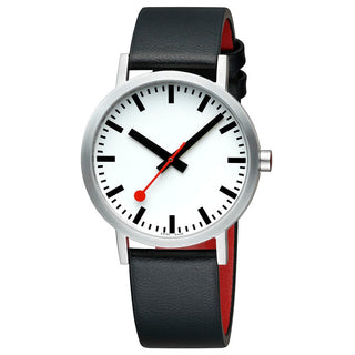 Classic, 40mm, stainless steel brushed Case Material and black vegan grape leather strap, A660.30314.16OMV, Front view