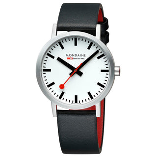Classic, 40mm, stainless steel brushed Case Material and black vegan grape leather strap, A660.30360.16SBBV, Front view