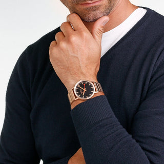 Classic, 40mm, Rose Gold Toned Watch, A660.30360.16SBR, Mood image with wrist watch worn