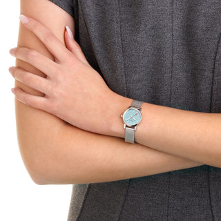 evo2, 26mm, Turquoise Lake Stainless Steel Watch, MSE.26140.SM, Mood image with wrist watch worn