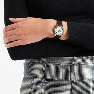 evo2, 30 mm, black vegan grape leather watch, MSE.30110.LBV,, Mood image with wrist watch worn