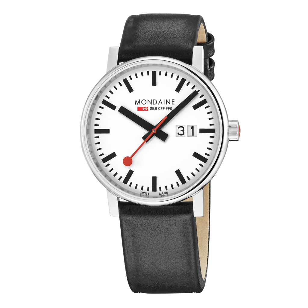 evo2, Black vegan grape leather, 40 mm – Mondaine United Kingdom