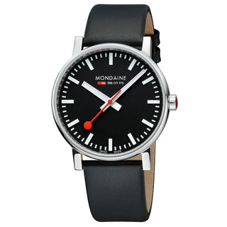 Classic, 43 mm, Black Leather Watch, MSE.43120.LB, Front view