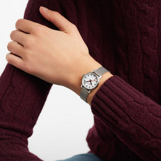 evo2, 26 mm, stainless steel watch for women, MSE.26110.SM, Mood image with wrist watch worn