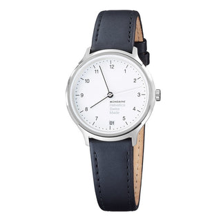 Discontinued | Helvetica Regular, 33 mm, black leather watch, MH1.R1210.LB