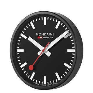 Wall clock, 25 cm, black kitchen clock, A990.CLOCK.64SBB, Front view