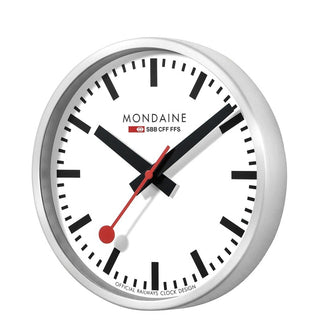 Wall clock, 25 cm, silver kitchen clock, A990.CLOCK.16SBB, Front view