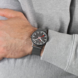 Classic, IP Grey Stainless Steel, 40 mm	, Mood image with wrist watch worn