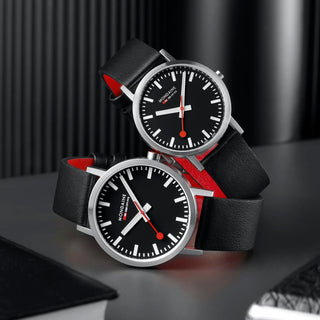 Classic Black Dial 40 mm and 36 mm, Brushed Case, Black Vegan Grape Leather
