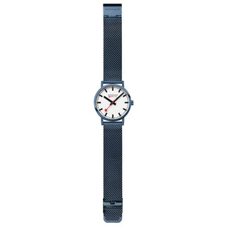 Classic, Blue Stainless Steel, 40 mm	, Front view with strap