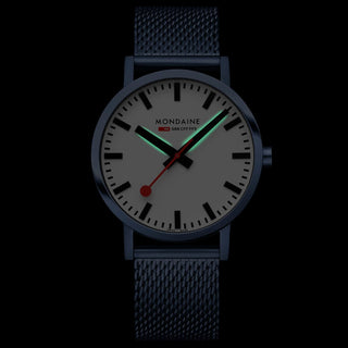 Classic, Blue Stainless Steel, 40 mm	, Night view with BackLight