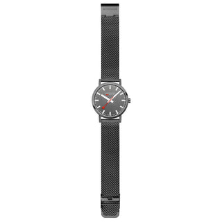 Classic, IP Grey Stainless Steel, 40 mm	, Front view with strap