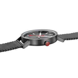 Classic, IP Grey Stainless Steel, 40 mm	, Side view with focus on the crown