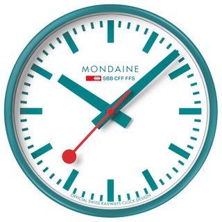 Teal Wall Clock, 25 cm	, Front view