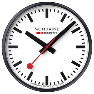 Black Wall clock, 25 cm, Front view