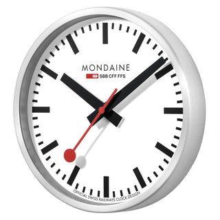 Wall clock, 25 cm, silver kitchen clock, A990.CLOCK.16SBB, Front view
