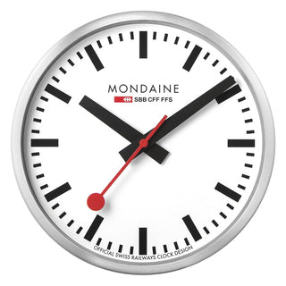 Wall clock, 25 cm, silver kitchen clock, A990.CLOCK.16SBB, Front view