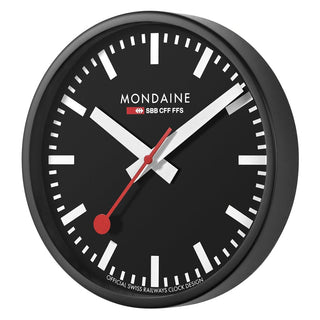 Wall clock, 25 cm, black kitchen clock, A990.CLOCK.64SBB, Front view