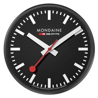 Wall clock, 25 cm, black kitchen clock, A990.CLOCK.64SBB, Front view