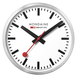 Wall Clock, 40 cm, silver kitchen clock, A995.CLOCK.16SBB, Front view