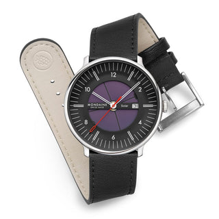 Doppio Solar Skeleton, Black Vegan Grape Leather, 41 mm