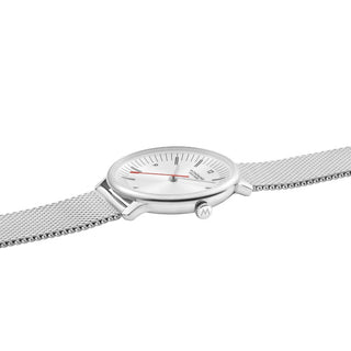 Doppio, Stainless Steel, 33 mm, Side view with focus on the crown