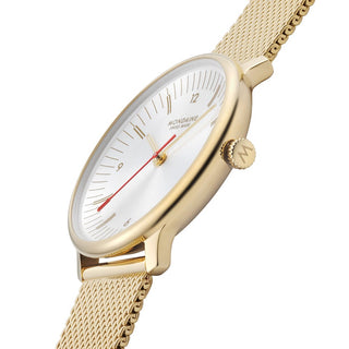 Doppio, Stainless Steel, 33 mm, Side view with focus on the crown