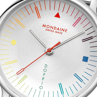 Doppio, Stainless Steel, 33 mm	,Detail view of the watch dial