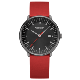Doppio, Red Vegan Grape Leather, 41 mm	, Front view