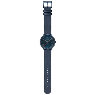 Doppio, Blue Vegan Apple Leather, 41 mm, Front view
