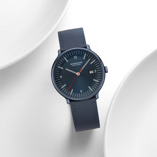 Doppio, Blue Vegan Apple Leather, 41 mm, Front view