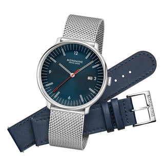 Doppio, Blue Vegan Apple Leather, 41 mm, Front View