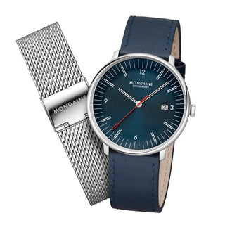 Doppio, Blue Vegan Apple Leather, 41 mm, Front view