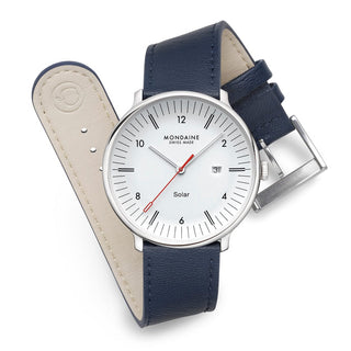 Doppio Solar, Blue Vegan Apple Leather, 41 mm, Front view