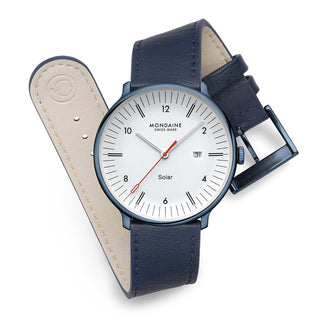 Doppio Solar, Blue Vegan Apple Leather, 41 mm, Front view