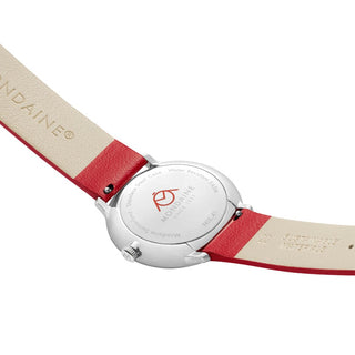 Doppio Solar, Red Vegan Grape Leather, 41 mm	, Case back view with SBB engraving