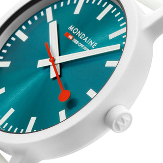 essence Teal Limited Edition, White, 41 mm	,Detail view of the watch dial