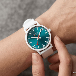 essence Teal Limited Edition, White, 41 mm	, Mood image with wrist watch worn