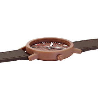 essence Mocha Limited Edition, Brown Vegan Grape Leather, 41 mm, Side view with focus on the crown