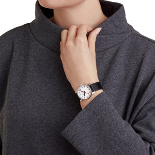 evo2, 30 mm, black vegan grape leather watch, MSE.30110.LBV,, Mood image with wrist watch worn