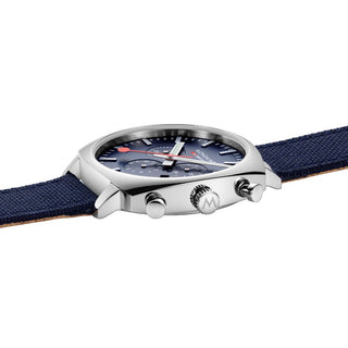 Cushion, 41MM, Deep Ocean Blue sustainable Watch, MSL.41440.LD.SET, Side view with focus on the crown