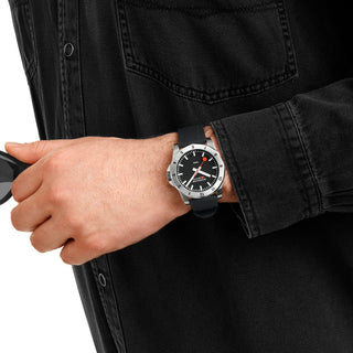 Numeri, Black Silicon, 42 mm, Mood image with wrist watch worn