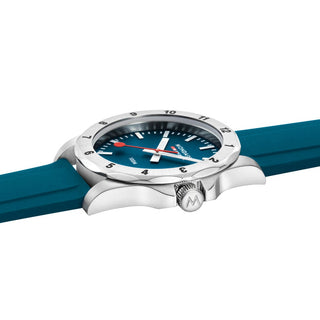 Numeri, Blue Silicon, 42 mm	, Side view with focus on the crown
