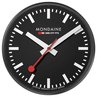 Wall clock, 25 cm, black kitchen clock, A990.CLOCK.64SBB, Front view