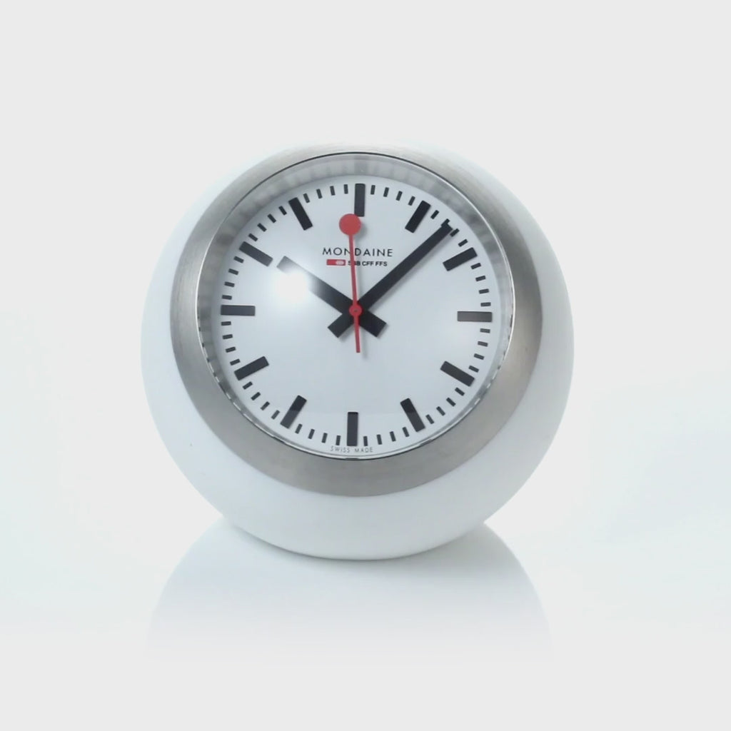 White Table Clock, 60 mm, 360 Video 